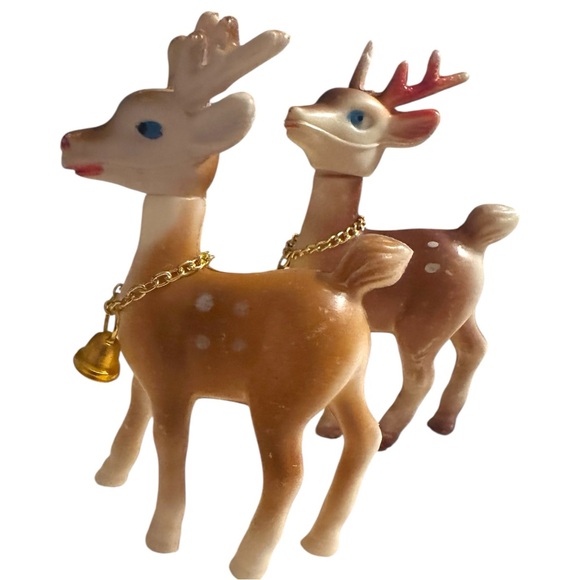 Vintage Christmas Figurine Japan Reindeer 
Blue Eyes, Soft Plastic, Swivel Head - Picture 5 of 11